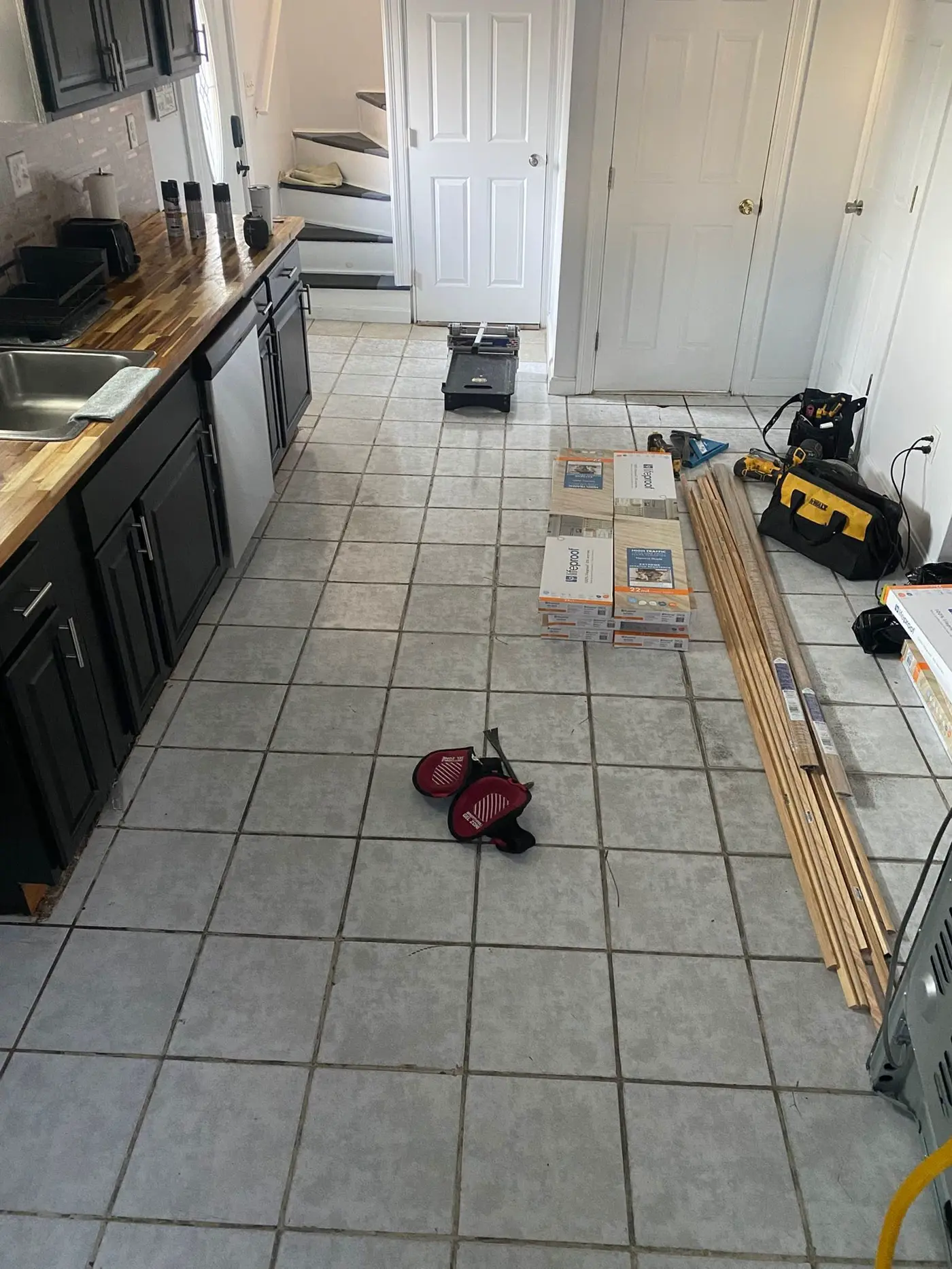 Tile floor install
